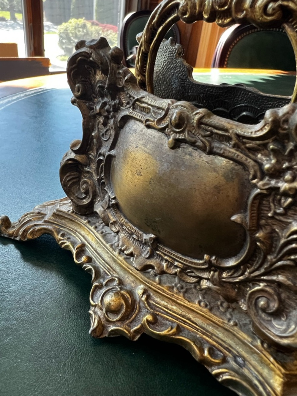 Antique Vintage Ornate Brass Napkin or Letter Holder - Picture 6 of 8